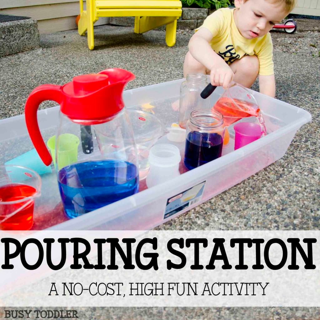 Pouring Station Activity for Toddlers Busy Toddler