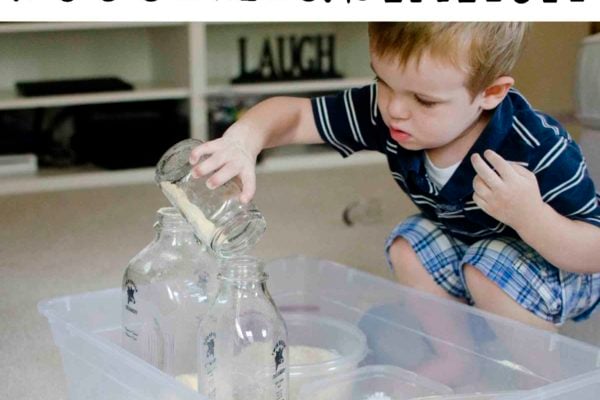 SCOOPING STATION: An easy toddler activity that takes seconds to prep but holds attention spans much longer.