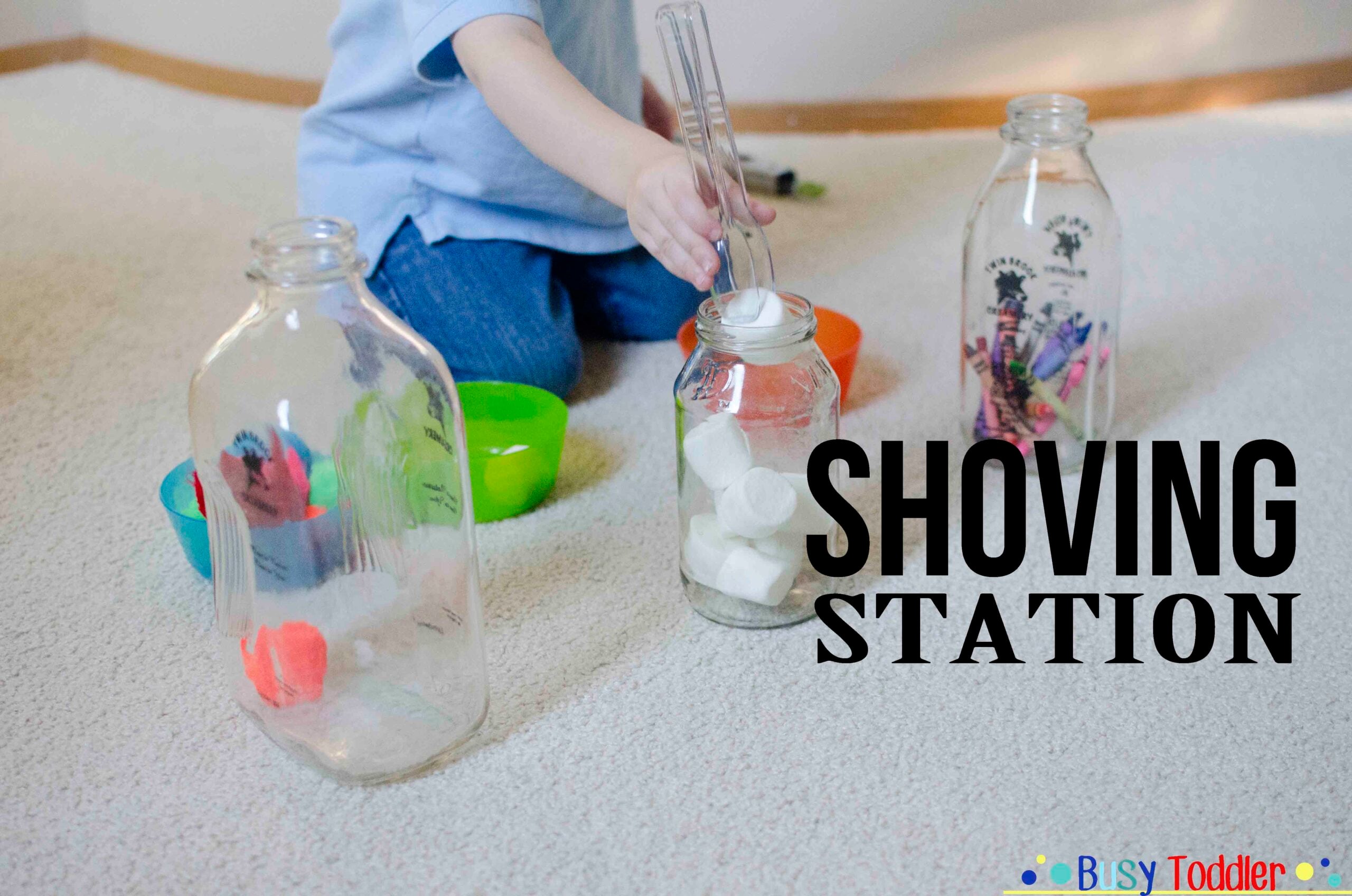 Shoving Station: A fast to set up, fun to play toddler activity