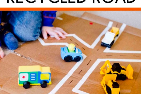 Recycled Road: Create a toddler city using a cardboard box and tape. Let your child's imagination soar in this easy toddler activity.