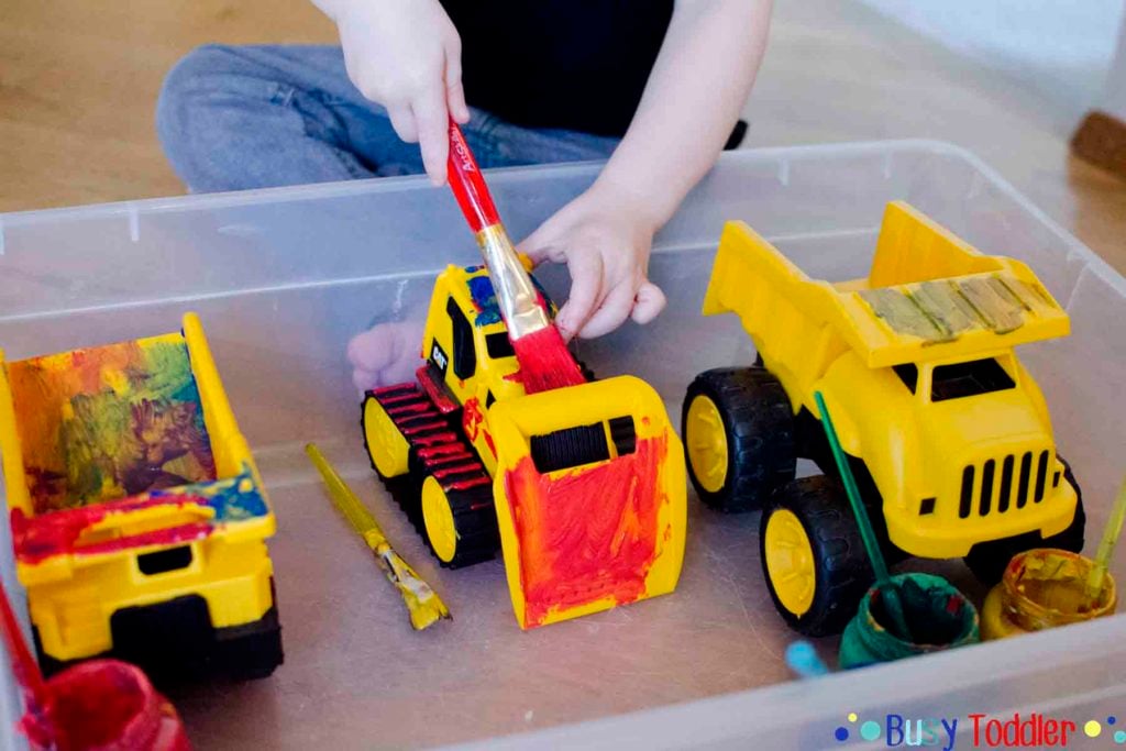Painting Toys: Toddler Process Art - Busy Toddler
