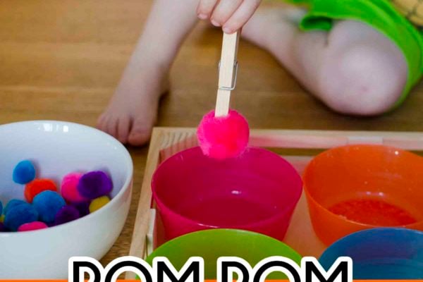 Pom Pom Sorting: a simple toddler activity; fine motor skills for toddlers and preschoolers; early math learning