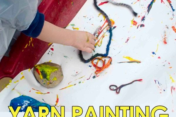 YARN PAINTING: A fun outdoor process art activity that's perfect for toddlers and preschoolers; easy summer activity; messy art activity