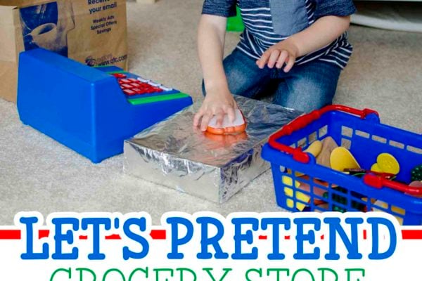 GROCERY STORE DRAMATIC PLAY: Set up a fun imaginative play center for toddlers and preschoolers; perfect indoor activity
