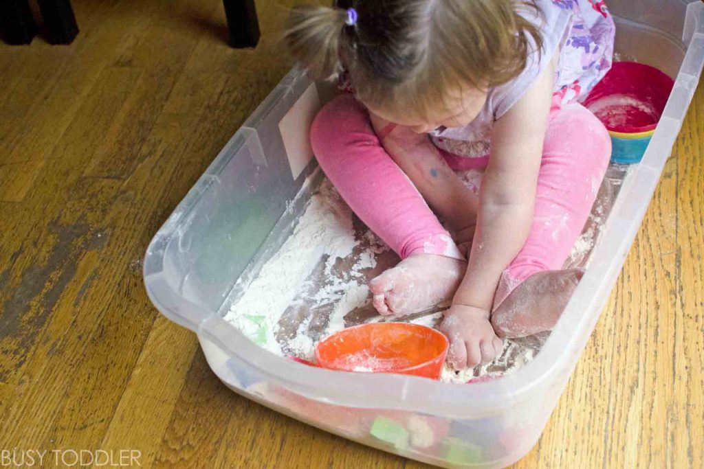 Flour Bin an easy toddler activity Busy Toddler