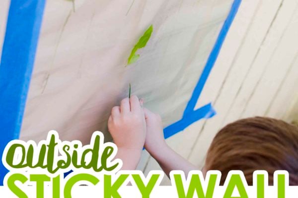 Outdside Sticky Wall: Create a fun outdoor activity for toddlers and preschoolers; a fun nature craft; easy outdoor activity