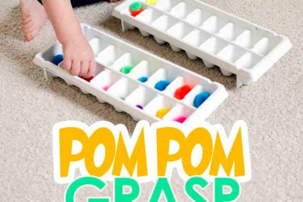 POM POM GRASP: A quick and easy toddler activity; great first transfer activity for young toddlers; fun indoor activity