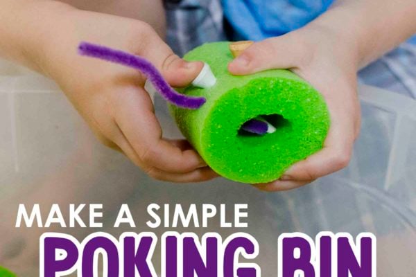 POKING BIN: A quick and easy fine motor skills activity for toddlers; great indoor activity for toddlers; an awesome way to use pool noodles after summer is over