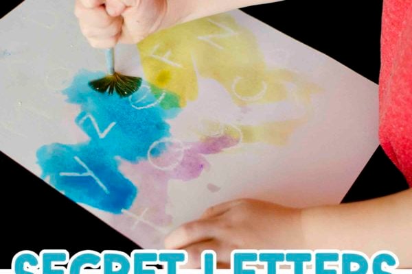 SECRET LETTERS: Build a fun, simple activity that toddlers and preschoolers will love! A literacy art activity perfect for rainy days. Enjoy this quick and easy activity!
