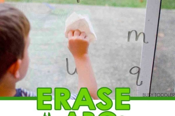 ERASE THE ALPHABET: A fun and simple alphabet activity that toddlers and preschoolers will love; quick and easy toddler activity; preschool alphabet activity; homeschool activity, easy alphabet activity