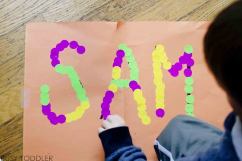 Sticker Names Toddler Activity - Busy Toddler