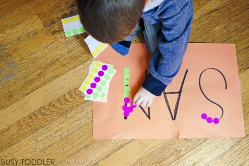 Sticker Names Toddler Activity - Busy Toddler