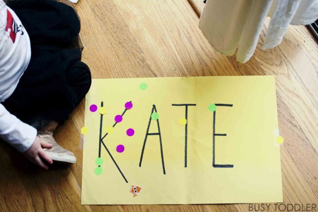 Sticker Names Toddler Activity - Busy Toddler