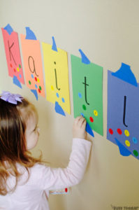 Sticker Name Recognition Activity - Busy Toddler
