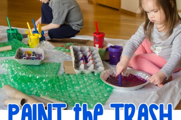 PAINT THE TRASH: An easy process art activity for toddlers and preschoolers. What a fun way to paint! A great indoor activity that's quick and easy from Busy Toddler