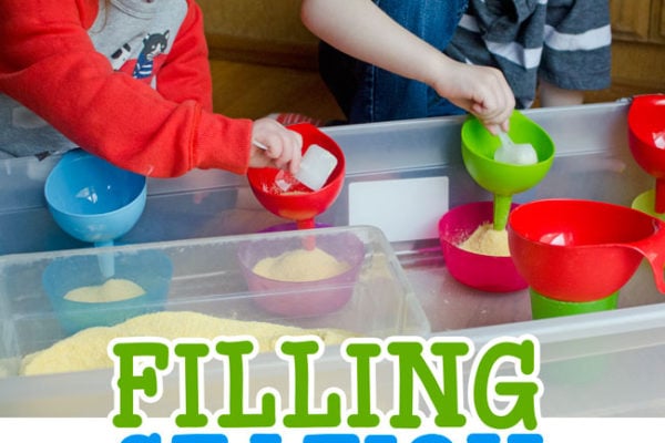 FILLING STATION: A super quick and easy sensory bin that's a snap to set up; an easy sensory activity for toddlers and preschoolers; a fun indoor activity on a rainy day from Busy Toddler