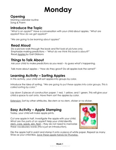 Week 1 preview from Playing Preschool
