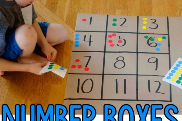 NUMBER BOXES: An easy preschool math activity that kids will love! A quick and easy math activity, indoor math activity, easy indoor activity for preschoolers; number sense activity from Busy Toddler