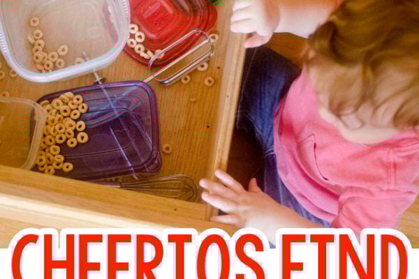 CHEERIOS FIND: A fine motor skills baby activity that's so quick and easy to set up; an easy baby activity; a quick baby activity from Busy Toddler