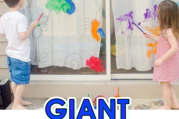 GIANT WINDOW PAINT: An awesome outdoor art activity for toddlers; kids will love this fun way to paint; a quick and easy art activity; A diy coloring page art project from Busy Toddler