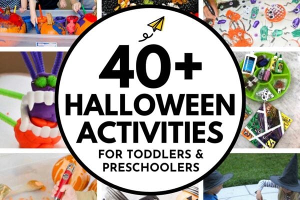 40+ Halloween Activities for toddlers and preschoolers: image shows 8 Halloween ideas for kids