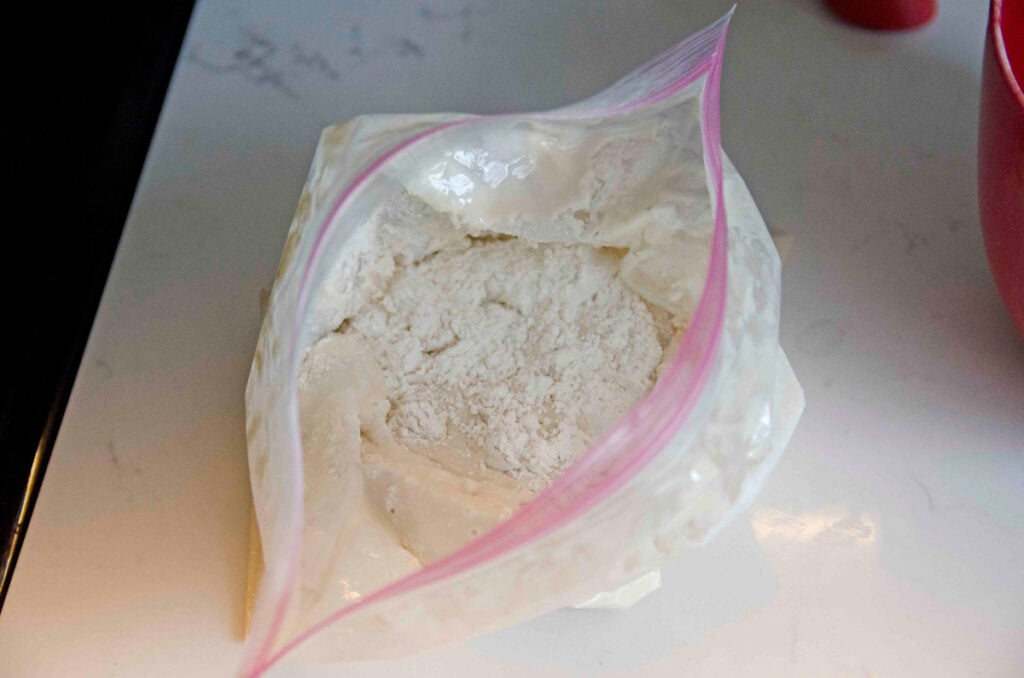 Bread dough in a resealable bag.