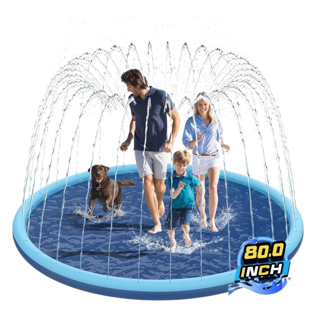 Large format splash pad for outdoor water play.