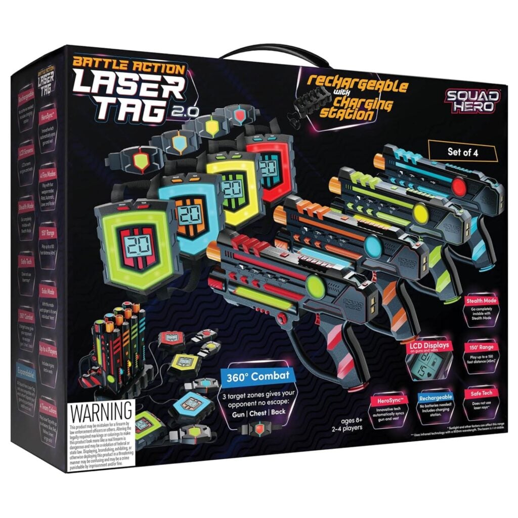 Image of a black box holding a laser tag toy for kids