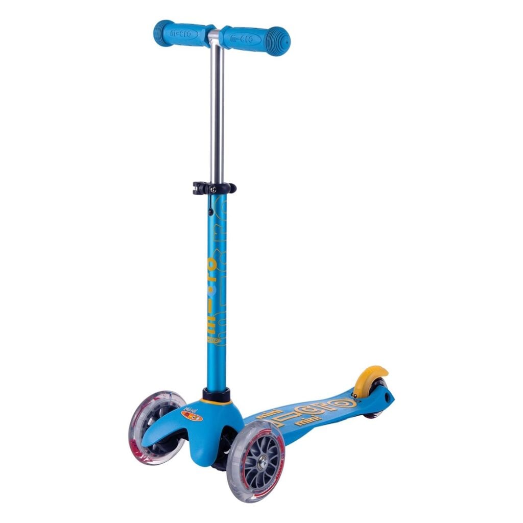 Image of child's blue push scooter