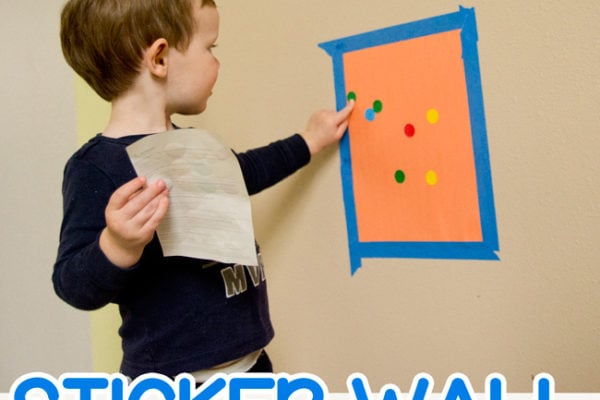 TABY DOT STICKER WALL: A quick and easy dot sticker activity for tabies; young toddlers sticker wall; baby activity; toddler fine motor skill activity; quiet time activity; rainy day activity; indoor activity from Busy Toddler