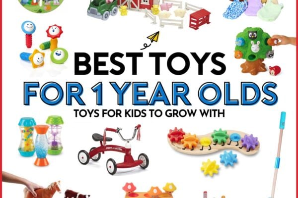 Best Toys for 1 Year Olds: Toys for Kids to Grow With (a white background with toys).
