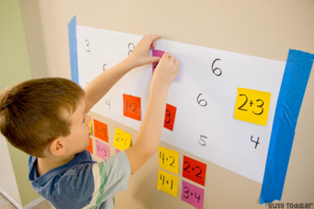 Post-It Math Activity for Teaching Addition - Busy Toddler