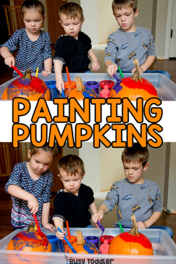 Painting Pumpkins Halloween Art Activity - Busy Toddler