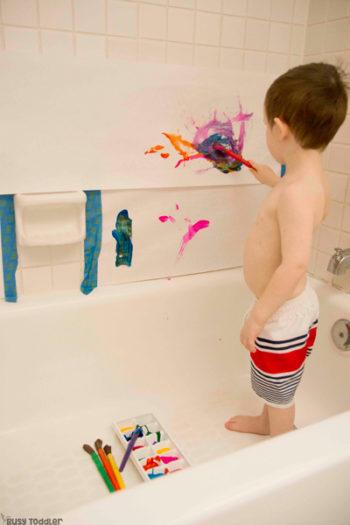 Bath Tub Art Painting Activity - Busy Toddler