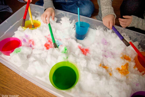 Paint Snow Winter Activity for Kids - Busy Toddler