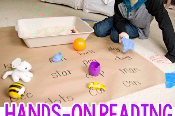 MATCHING OBJECTS: A Hands-On Reading activity from Busy Toddler; decoding words; phonics activity; kindergarten reading activity; first grade reading activity; easy learning activity for kindergarteners from Busy Toddler