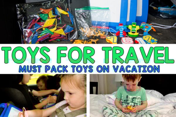 BEST TOYS FOR TRAVELING WITH KIDS (AD): Check out the best toys for taking on a vacation with kids; road trip toys; airplane ride toys; toys for kids on vacation by Busy Toddler