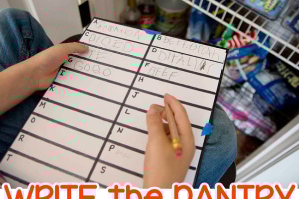 WRITE the PANTRY: An awesome literacy activity for kids; kindergarten writing activity; first grade writing activity; reading activity for 6 year olds; homeschool activity from Busy Toddler
