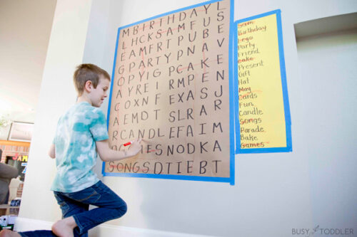 Birthday Word Search Activity for Kids - Busy Toddler