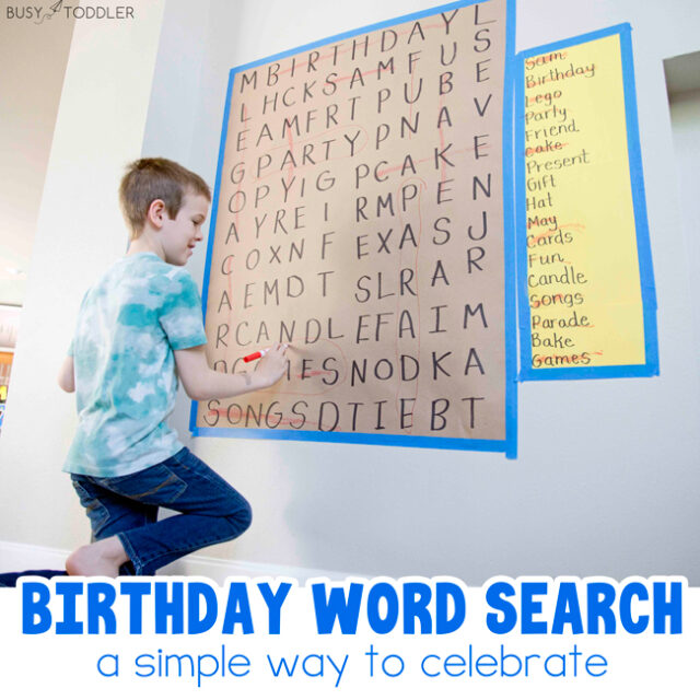 Birthday Word Search Activity for Kids - Busy Toddler