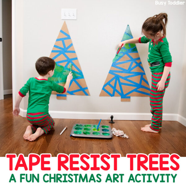 Tape Resist Christmas Tree Art Activity Busy Toddler