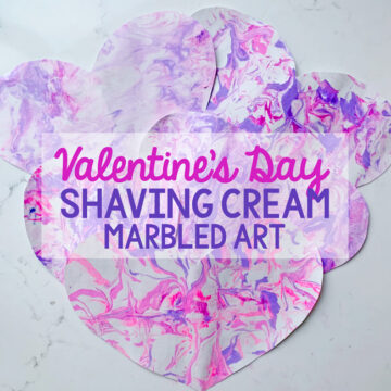 Shaving Cream Marbled Hearts for Valentine’s Day