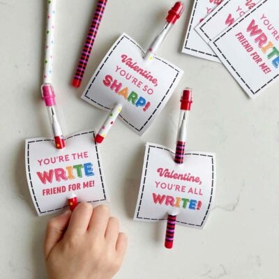 Printable Valentine Cards with Pencils - Busy Toddler