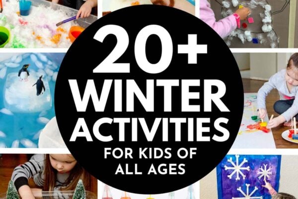 20+ Winter Activities for Kids of All Ages: image shows 8 winter ideas for kids.