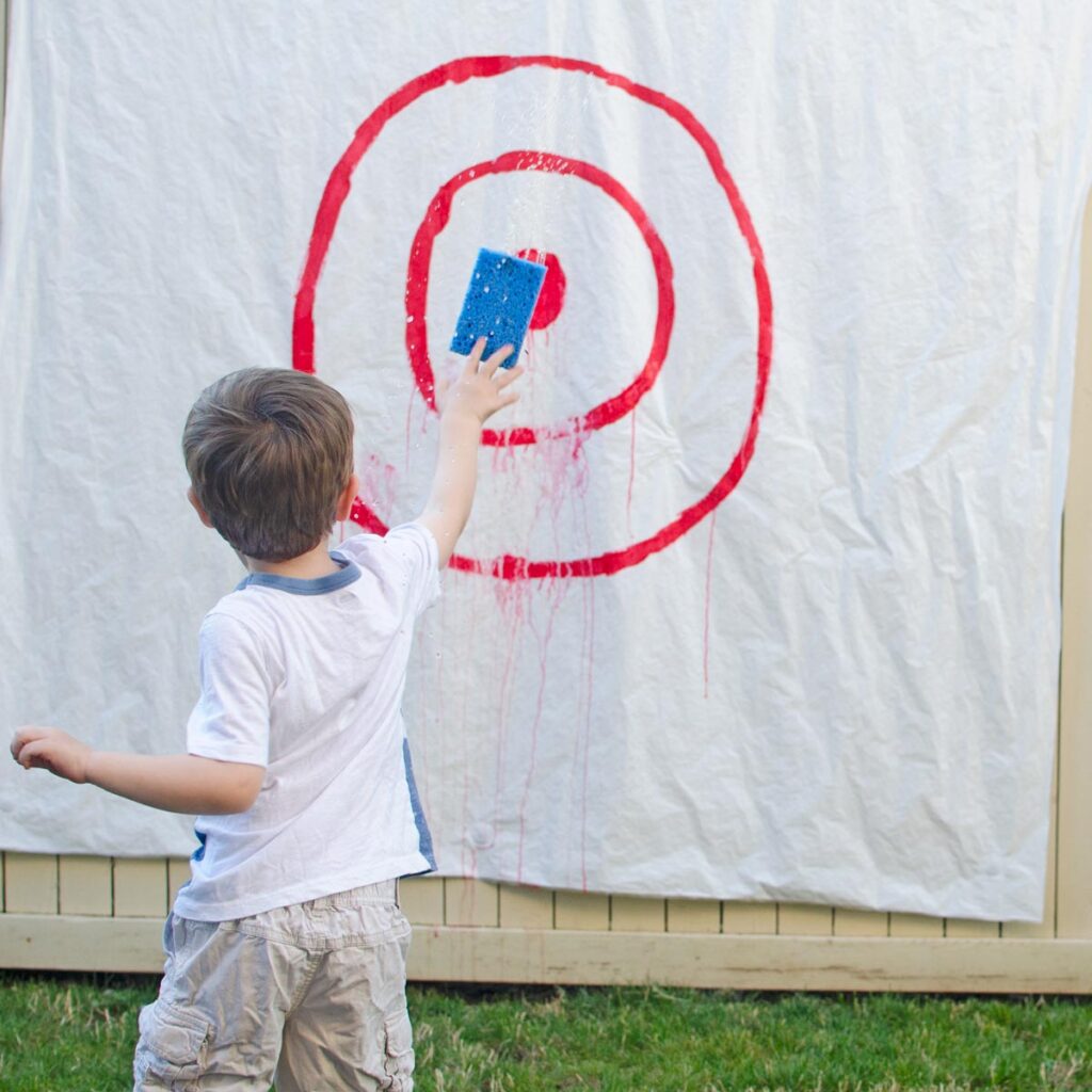 Sponge Targets Outdoor Activity - Busy Toddler