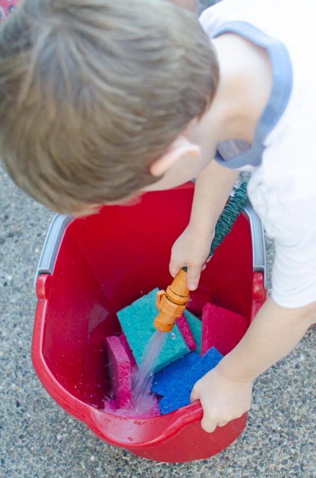 Sponge Targets Outdoor Activity - Busy Toddler
