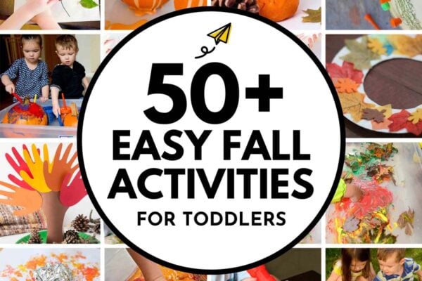 50+ Easy Fall Activities for Toddlers: image shows 12 activity ideas for toddlers and preschoolers to try in fall.