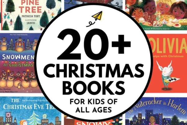 20+ Christmas Books for kids of all ages: image shows 8 covers of Christmas books