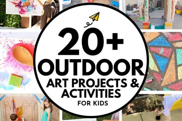More than 20 outdoor activities for kids. Picture is a collage of 8 activities from the post.