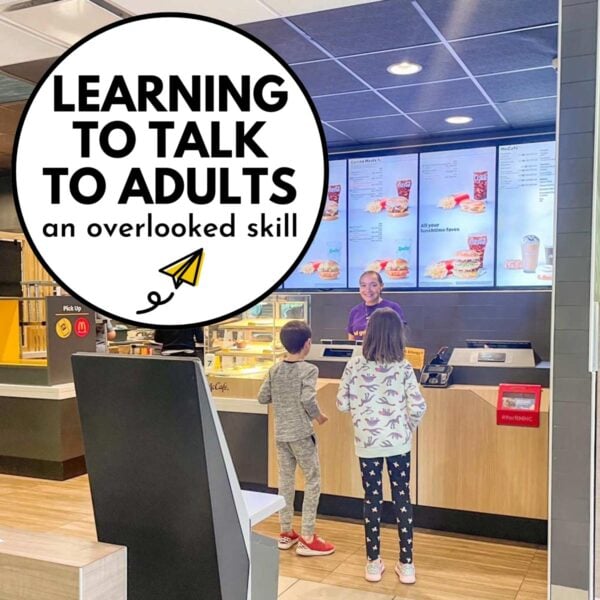 Learning to Talk to Adults: An Overlooked Skill. Image shows two young children ordering alone at McDonalds.